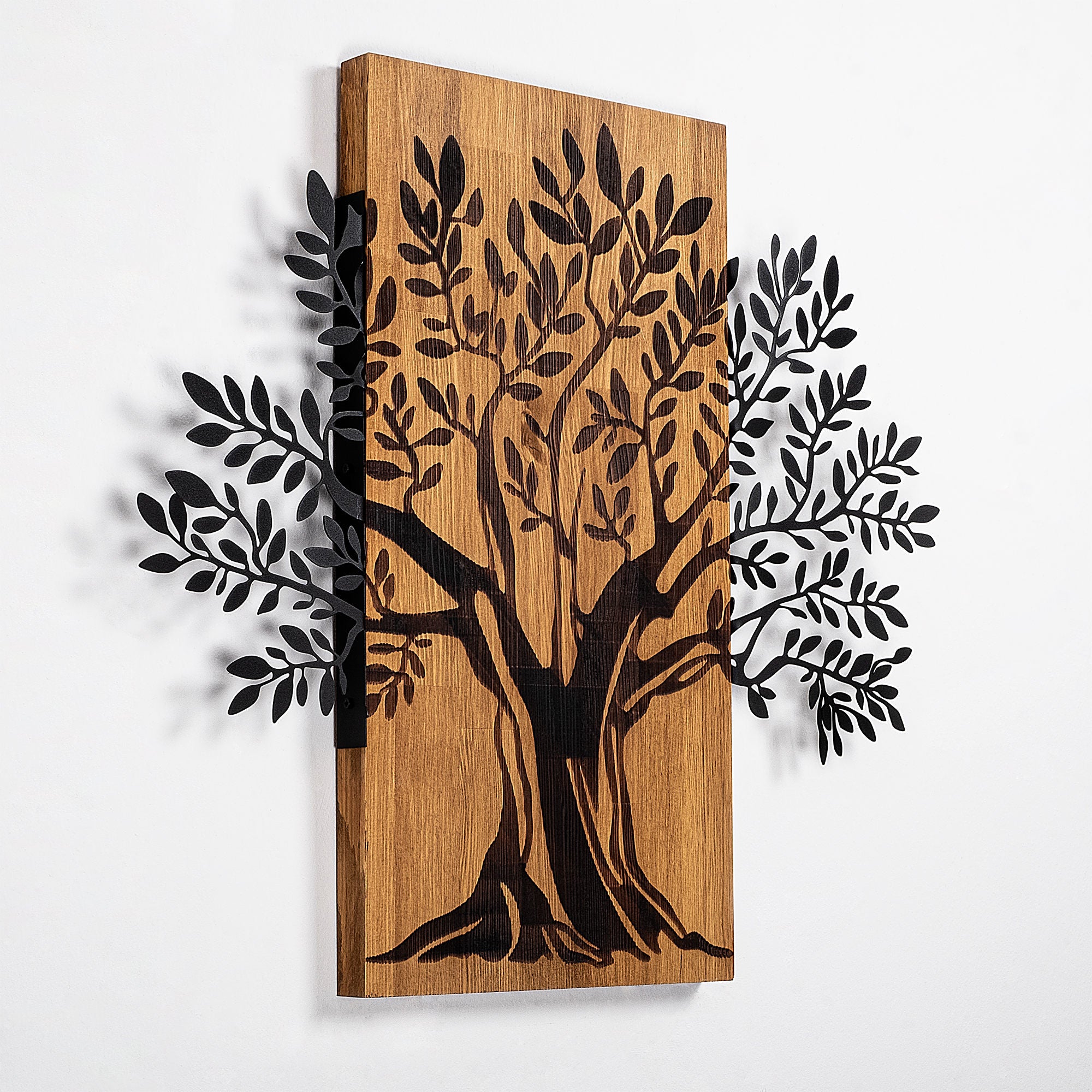 Decorative Wooden Wall Accessory Monumental Tree 2 Walnut
Black 899SKL2408 5