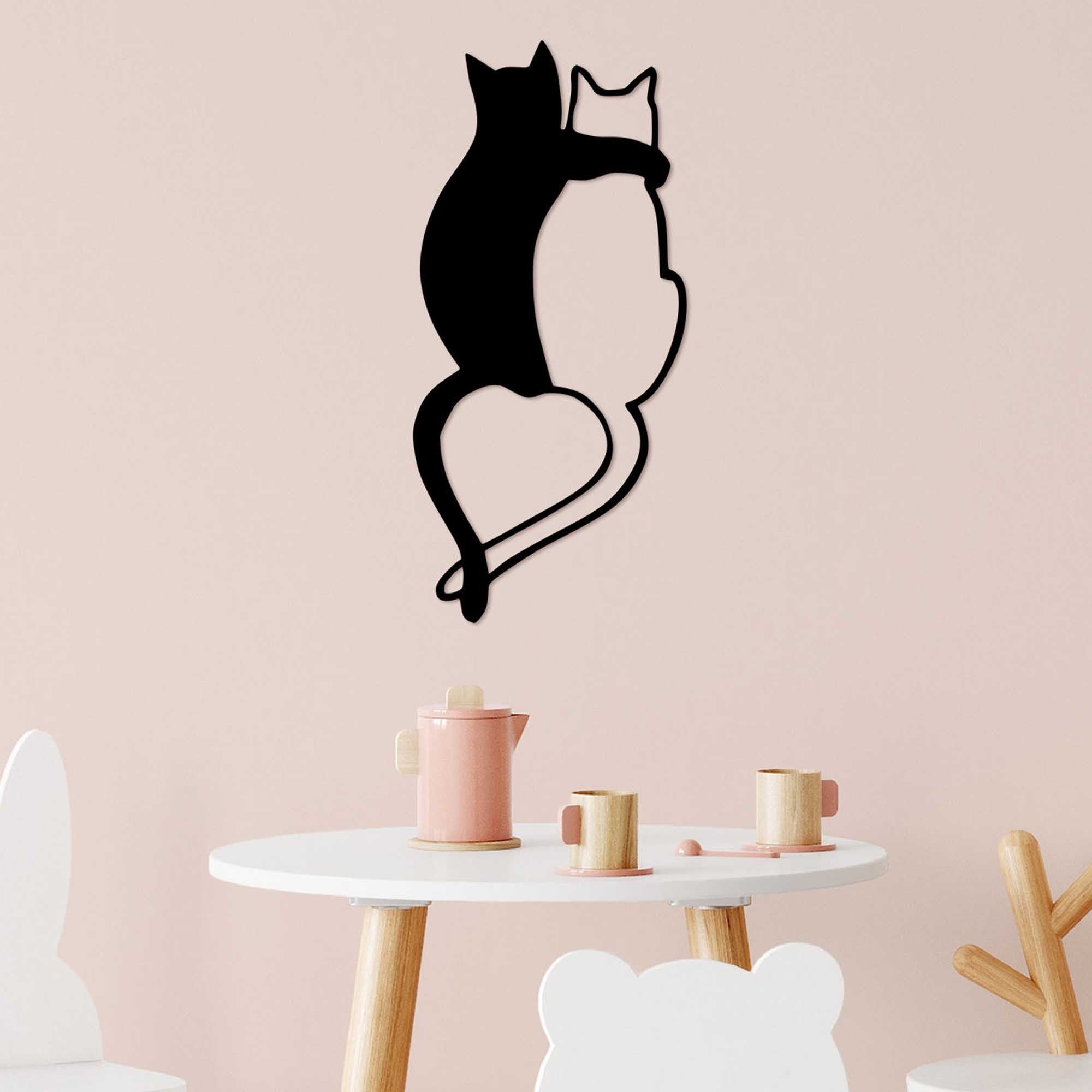 Decorative Metal Wall Accessory Love Cats - 478 Black 899SKL2513 1