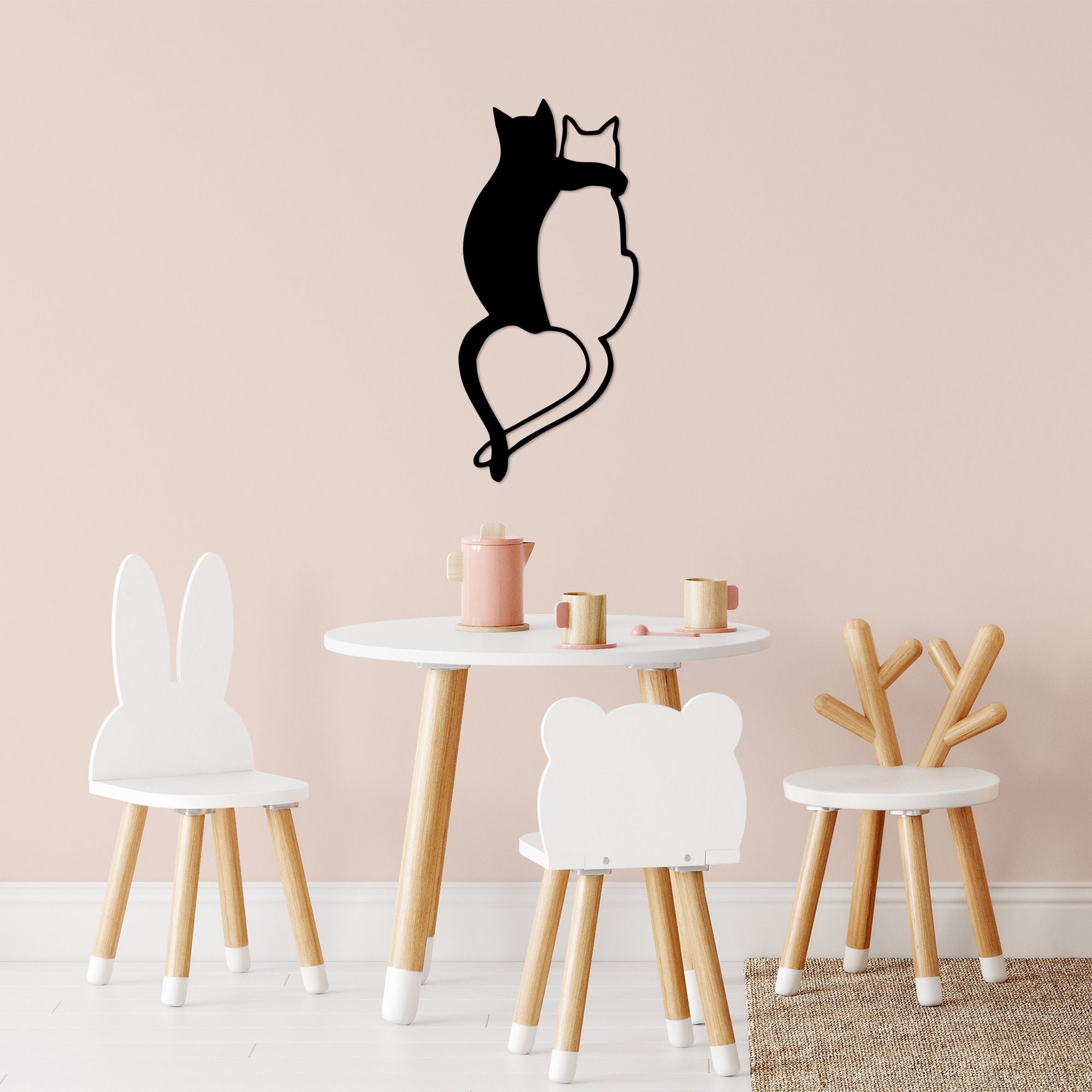 Decorative Metal Wall Accessory Love Cats - 478 Black 899SKL2513 2