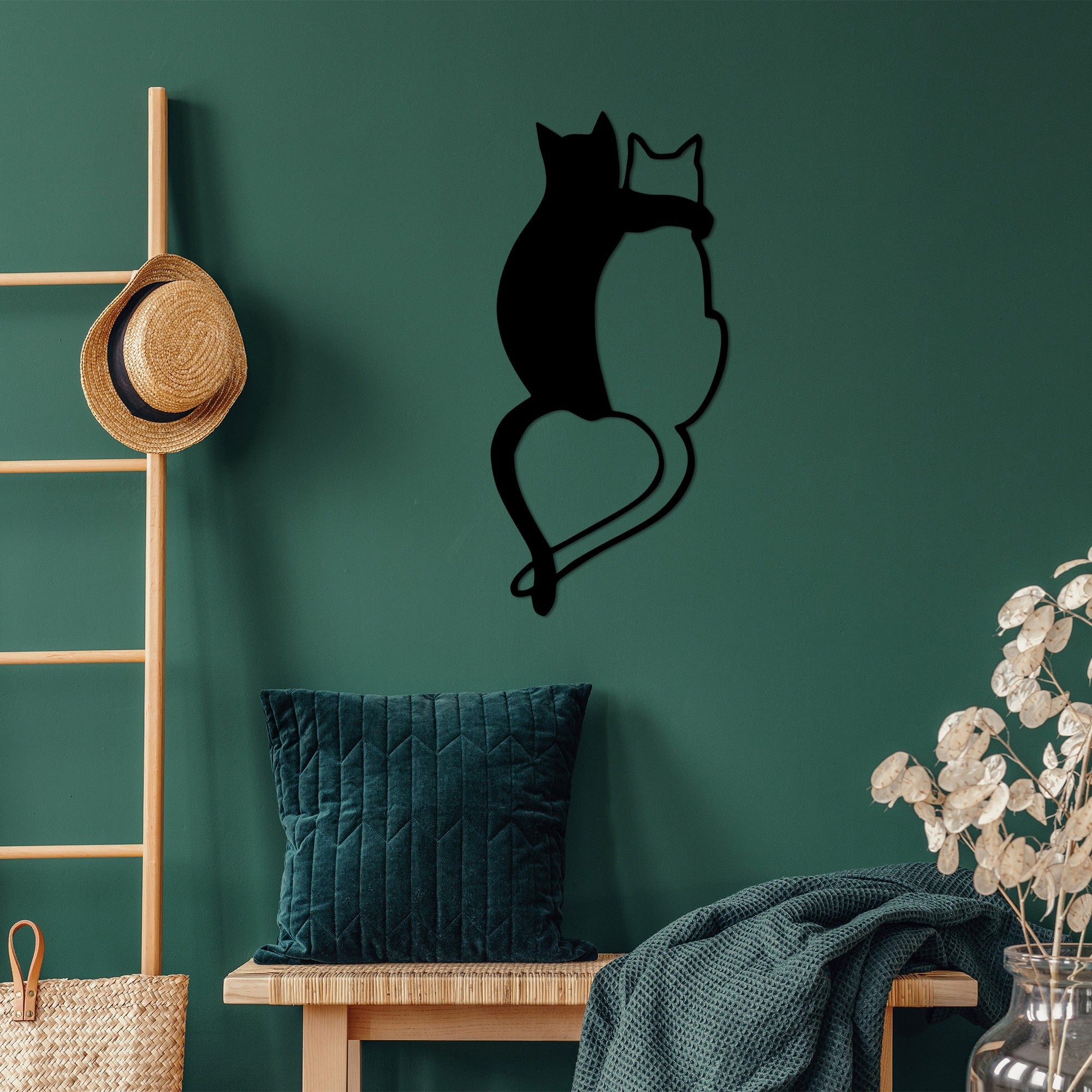 Decorative Metal Wall Accessory Love Cats - 478 Black 899SKL2513 4