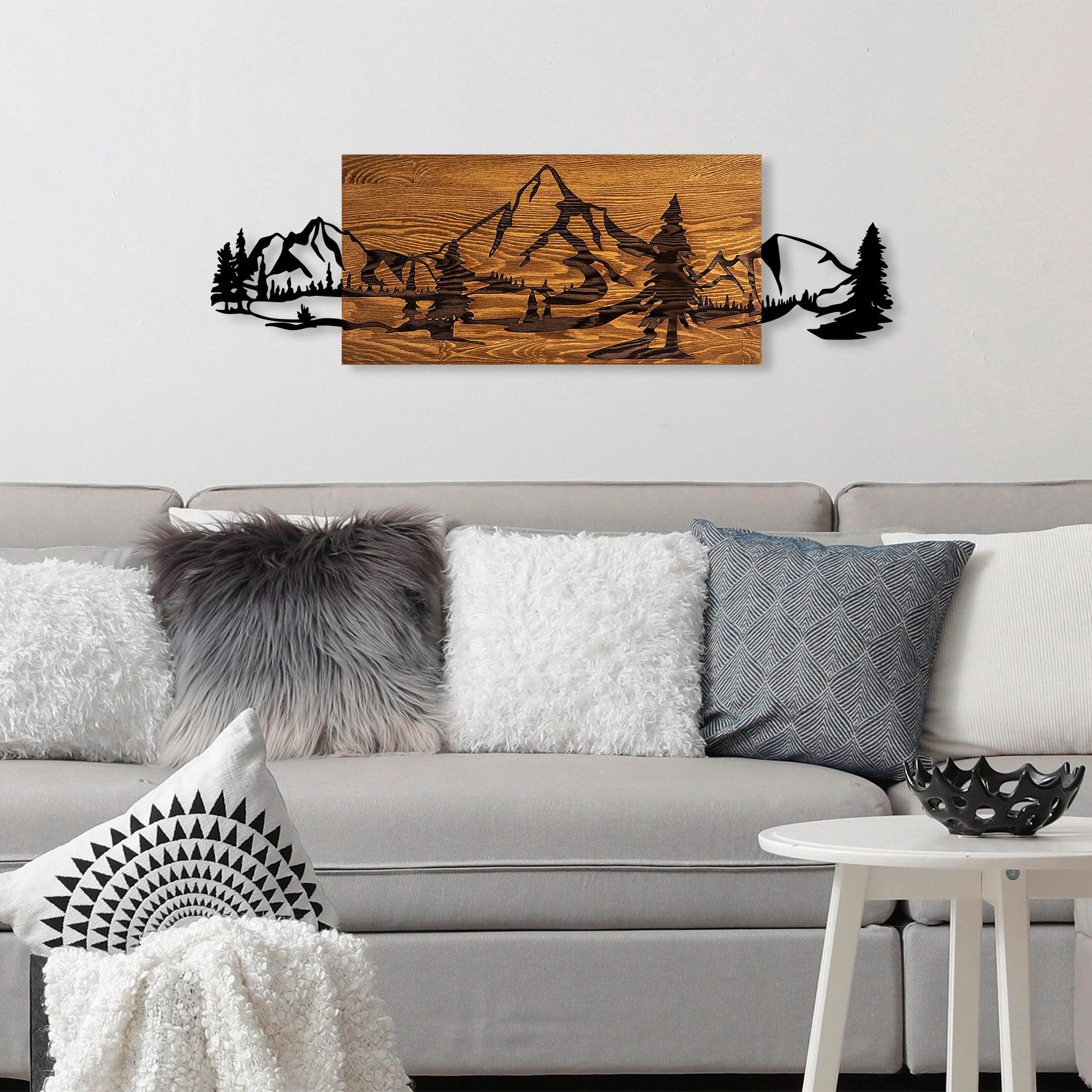 Decorative Wooden Wall Accessory Mountain Range Walnut
Black 899SKL2611 2