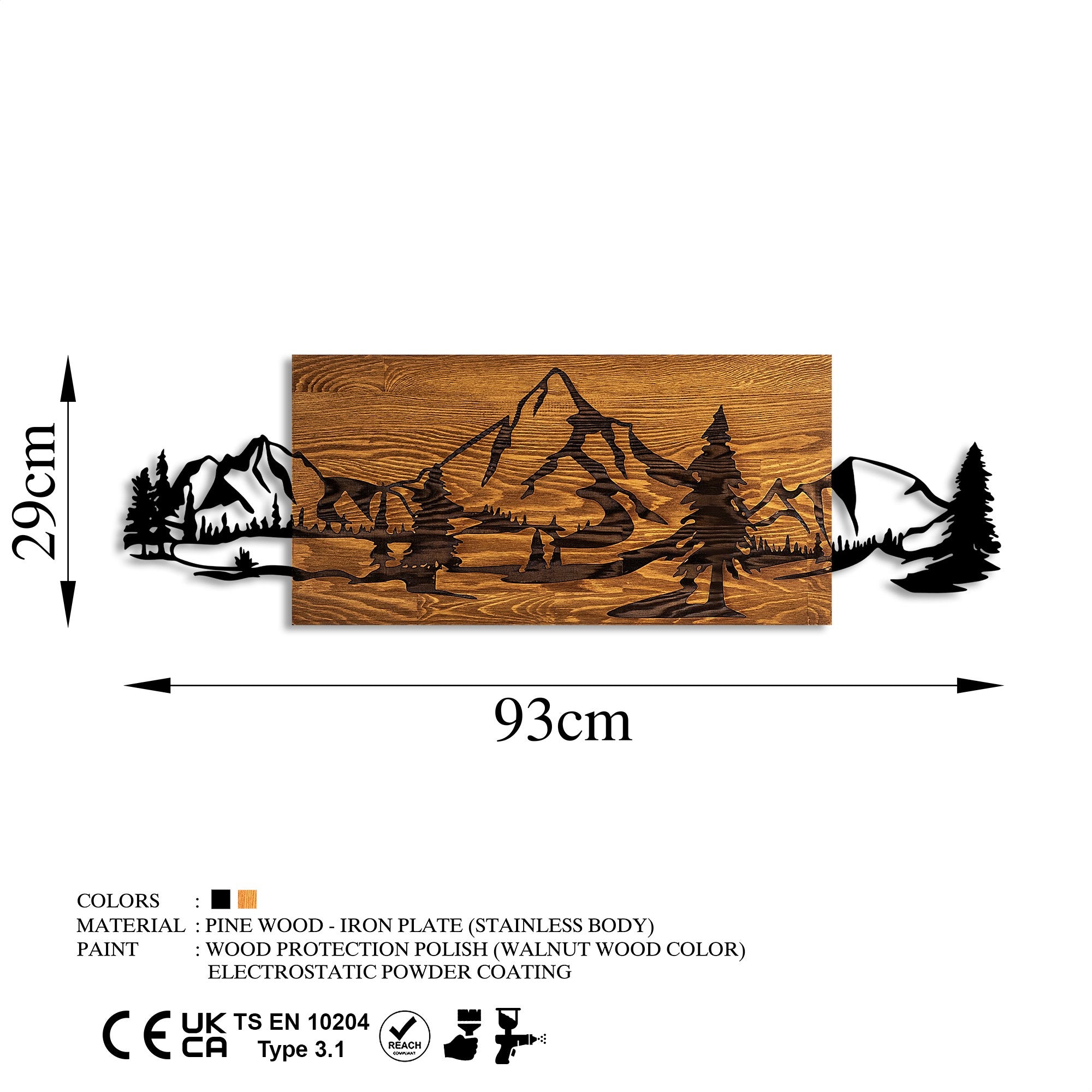 Decorative Wooden Wall Accessory Mountain Range Walnut
Black 899SKL2611 6