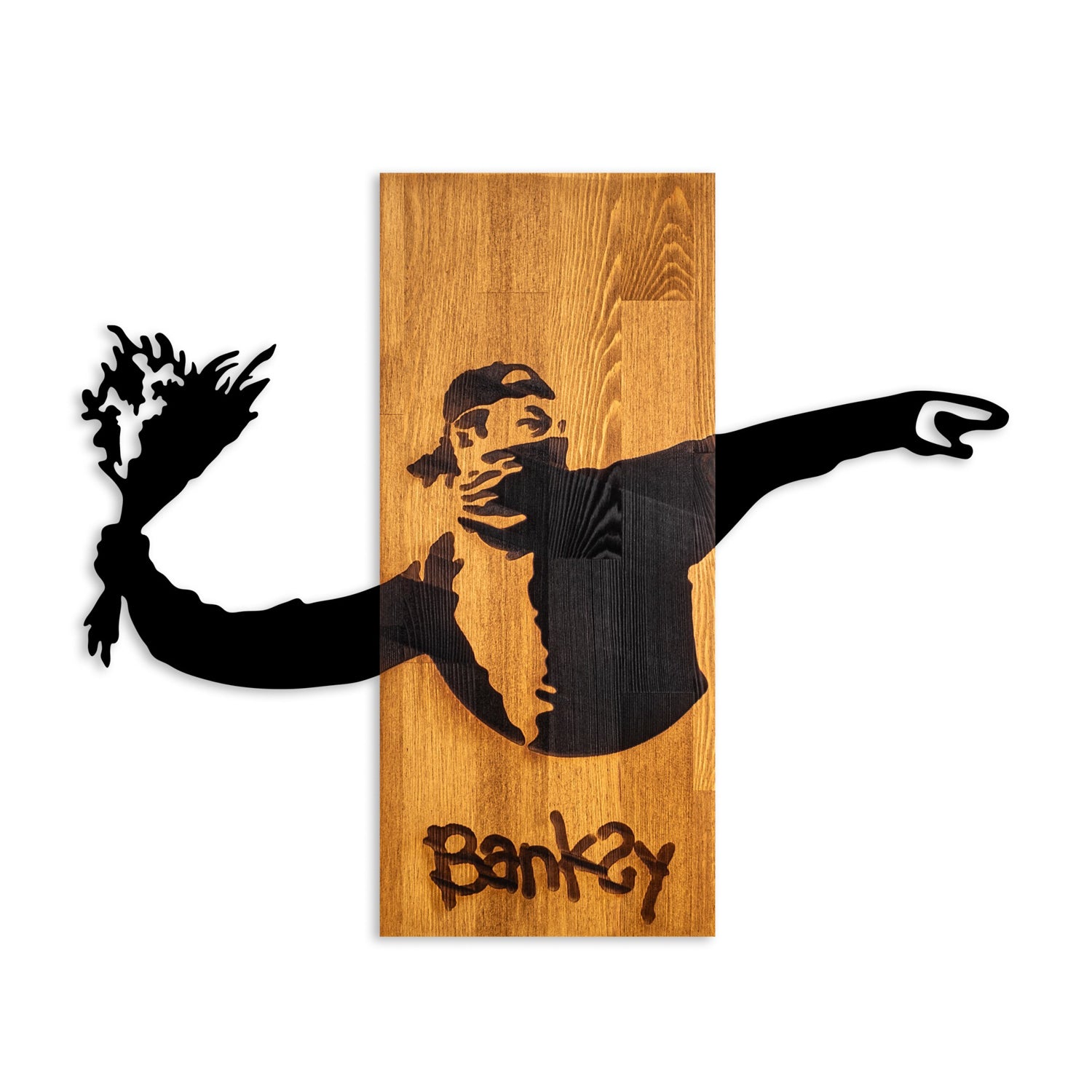 Decorative Wooden Wall Accessory Banksy - Flower Thrower Walnut
Black 899SKL2692 5