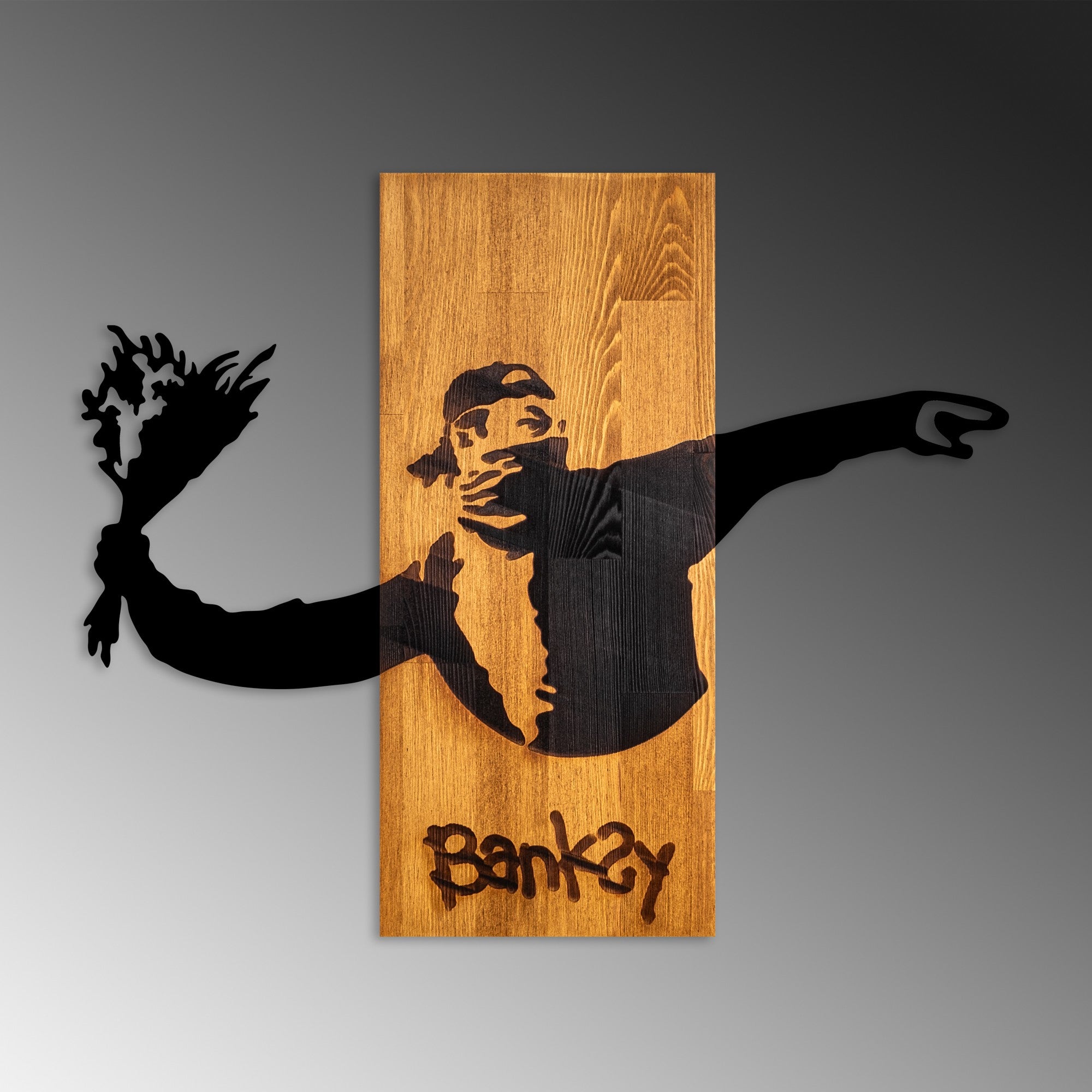 Decorative Wooden Wall Accessory Banksy - Flower Thrower Walnut
Black 899SKL2692 6