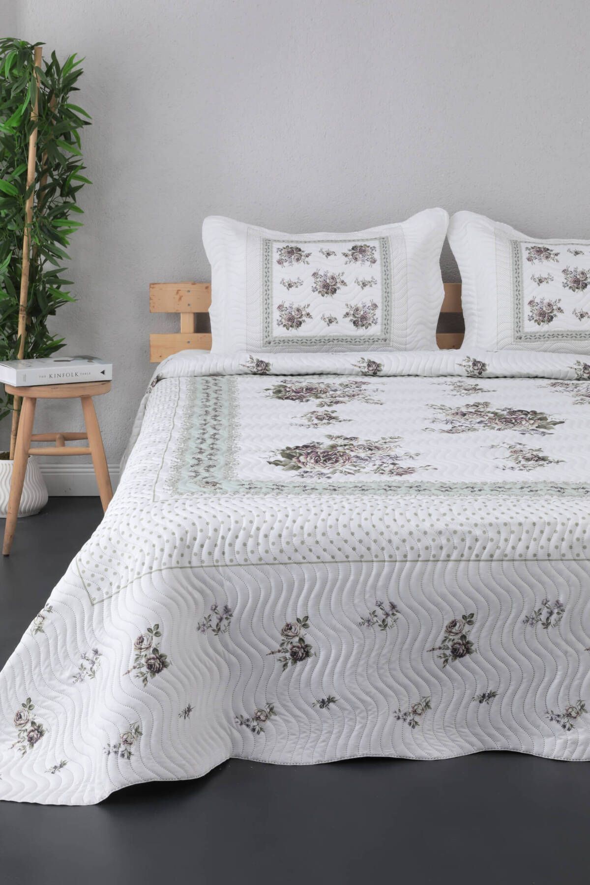 10Da10Home Örtüm Flower Lila Kapitone Double Bedspread 1