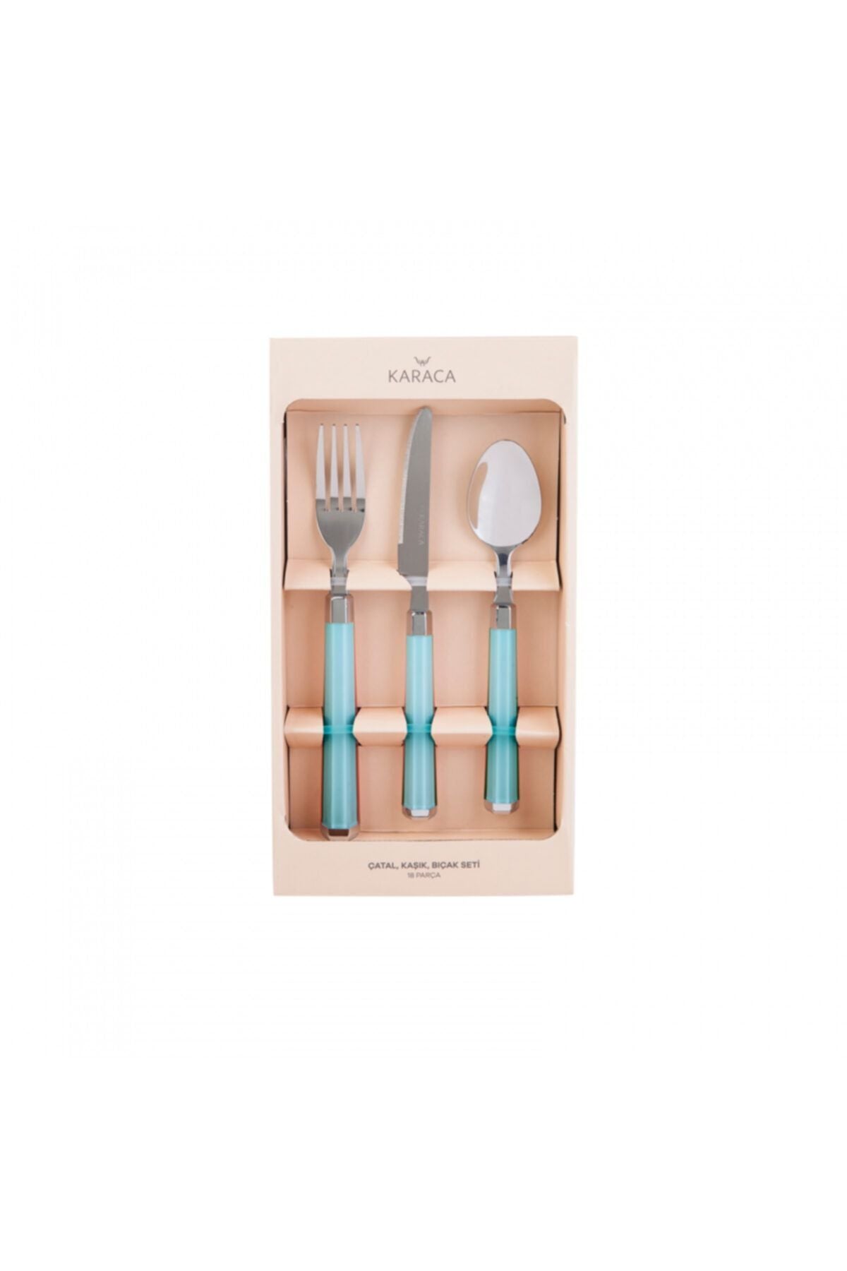 Karaca Freya Green 18-Piece 6-Person Dessert Fork Spoon Knife Set 7