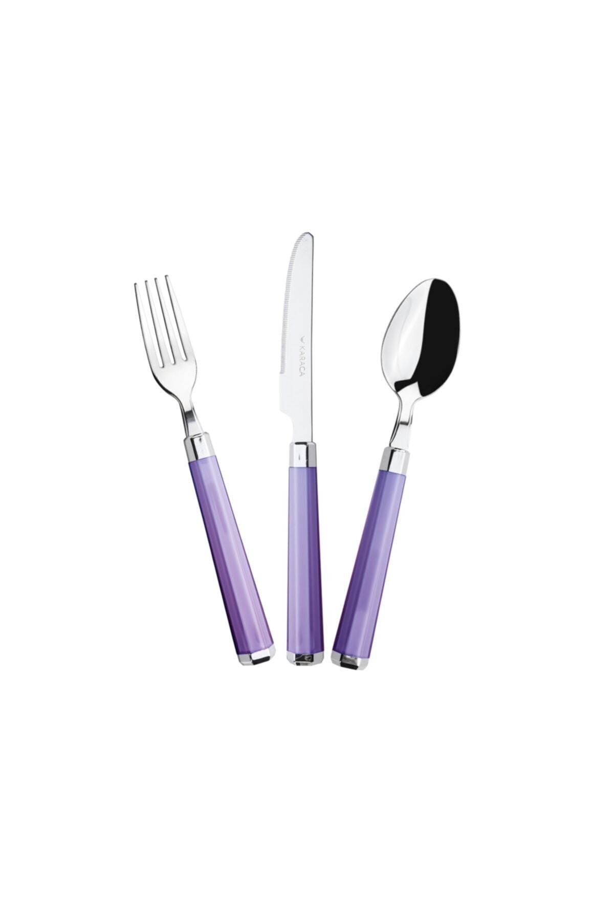 Karaca Freya Purple 18 Piece 6 Person Dessert Fork Spoon Knife Set 2