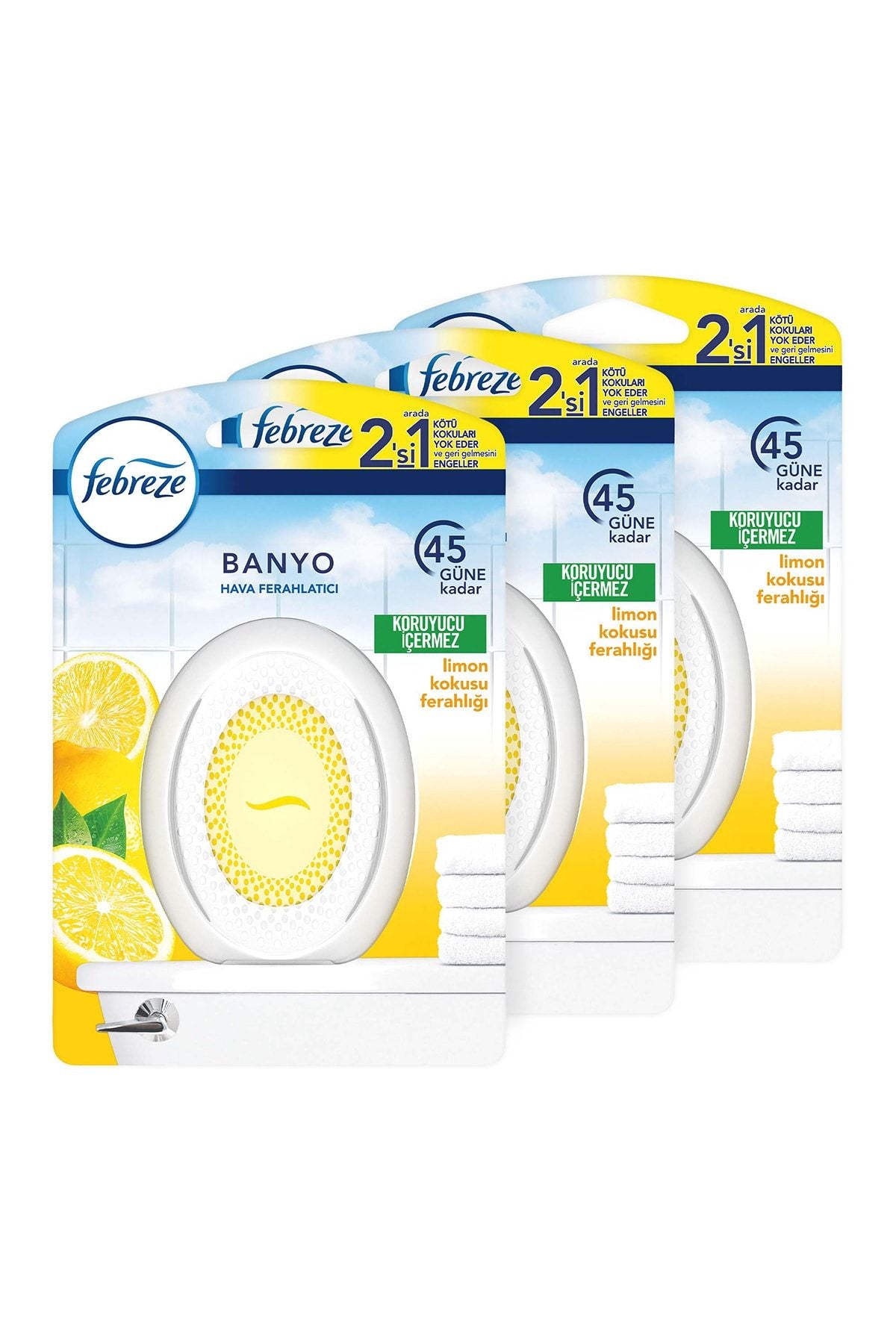 Febreze Air Freshener Bathroom Room Scent Lemon Freshness X3 2