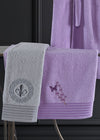 Binnur Home Alya Embroidered Cotton 4 Piece Family Bathrobe Set Lilac | Grey 3