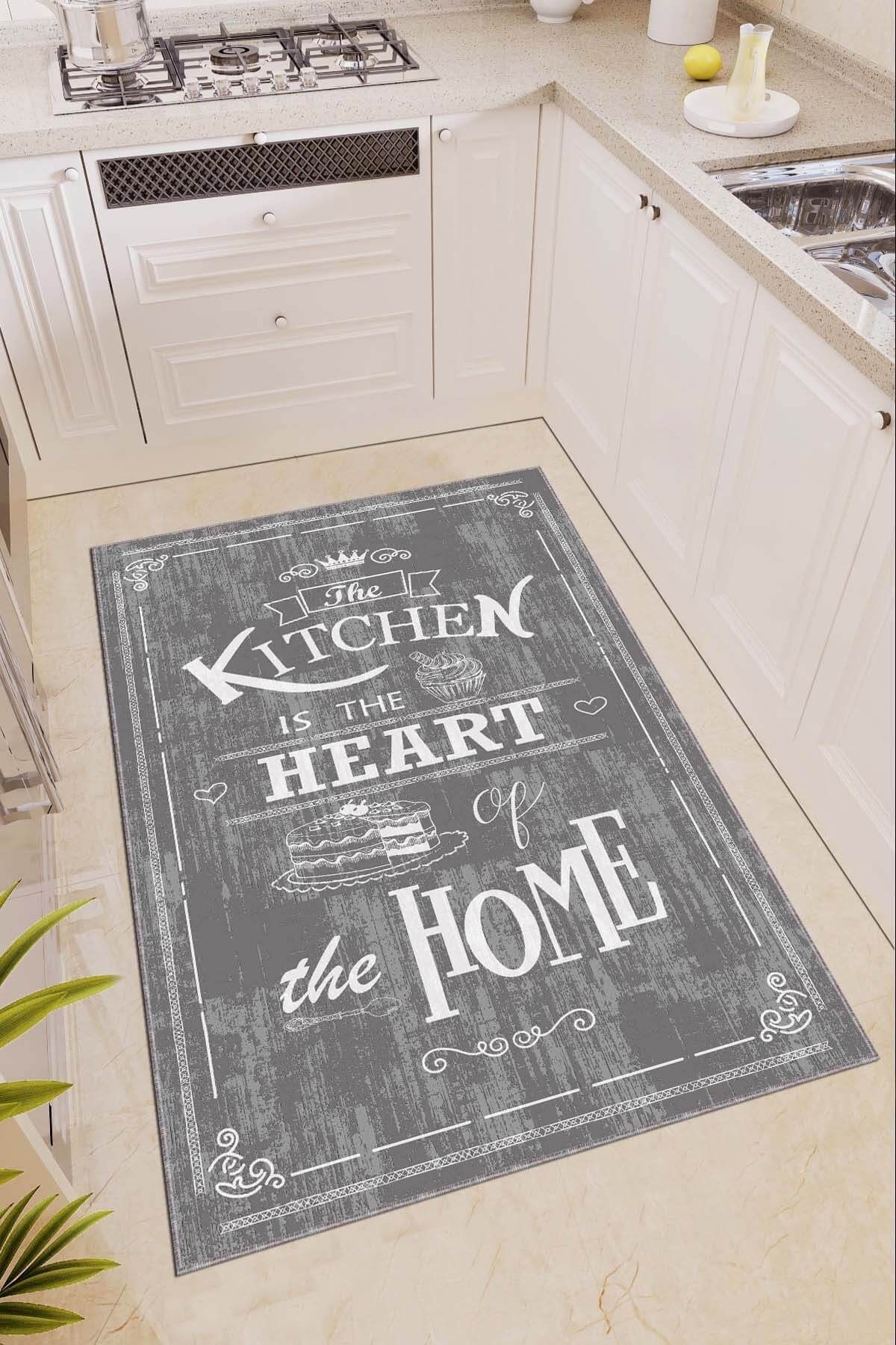 RugViva Non-Slip Machine Washable Gray Kitchen Rug AR345 1