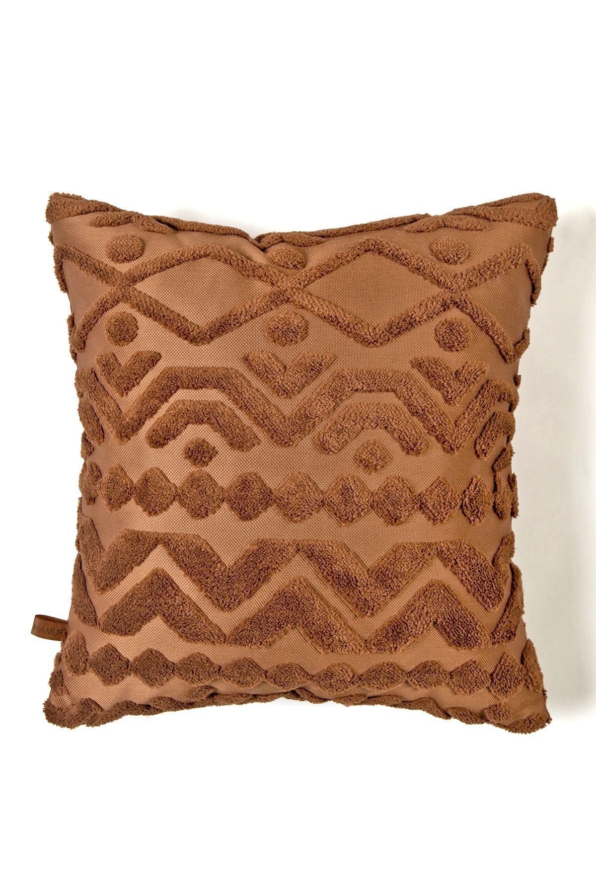 HAMUR Bohemian Special Design Punch Pattern Square Decorative Pillow Cover Letta Tan 3