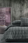 Casa Carina Ranforce Double Bed Fitted Sheet Duvet Set Black Checkered 5