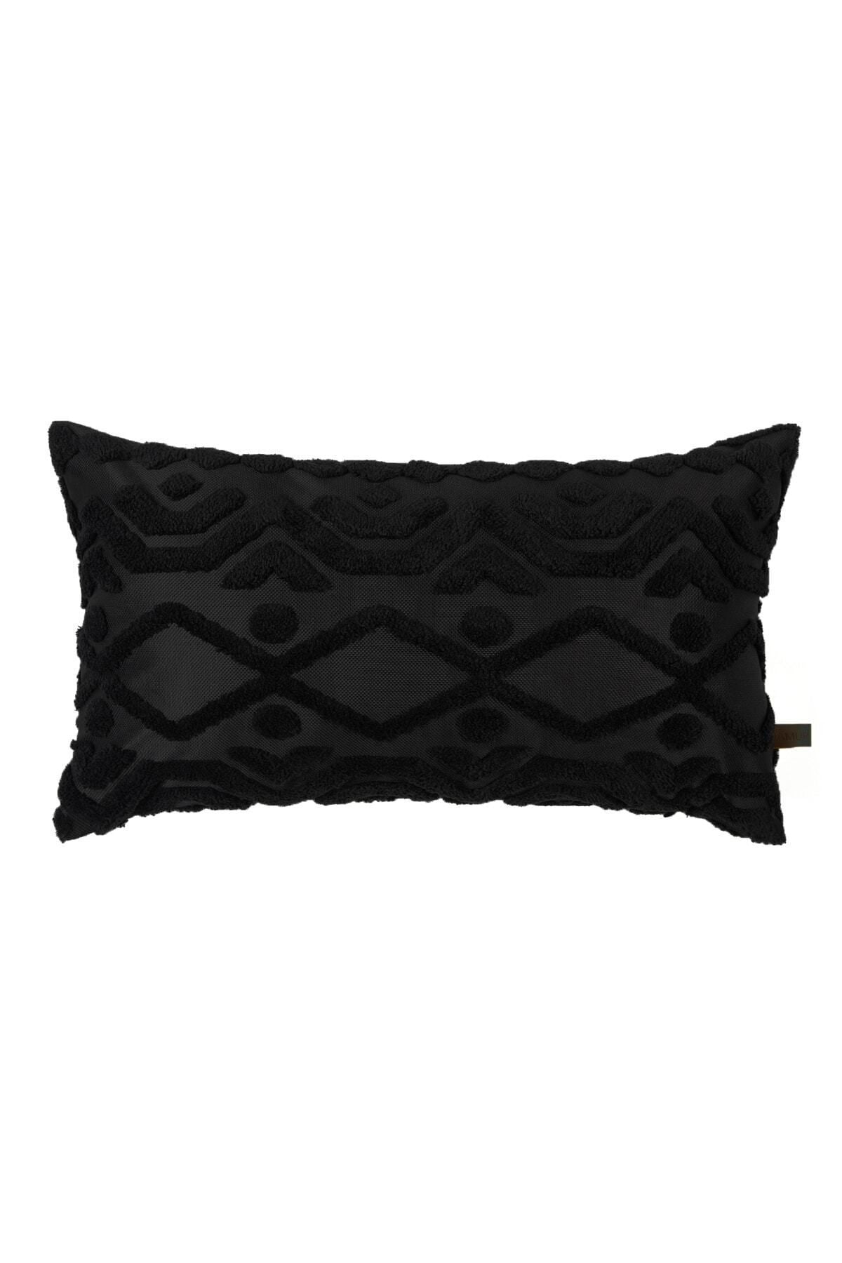 HAMUR Bohem Special Design Punch Pattern Rectangular Decorative Cushion Cover Letta Black 3