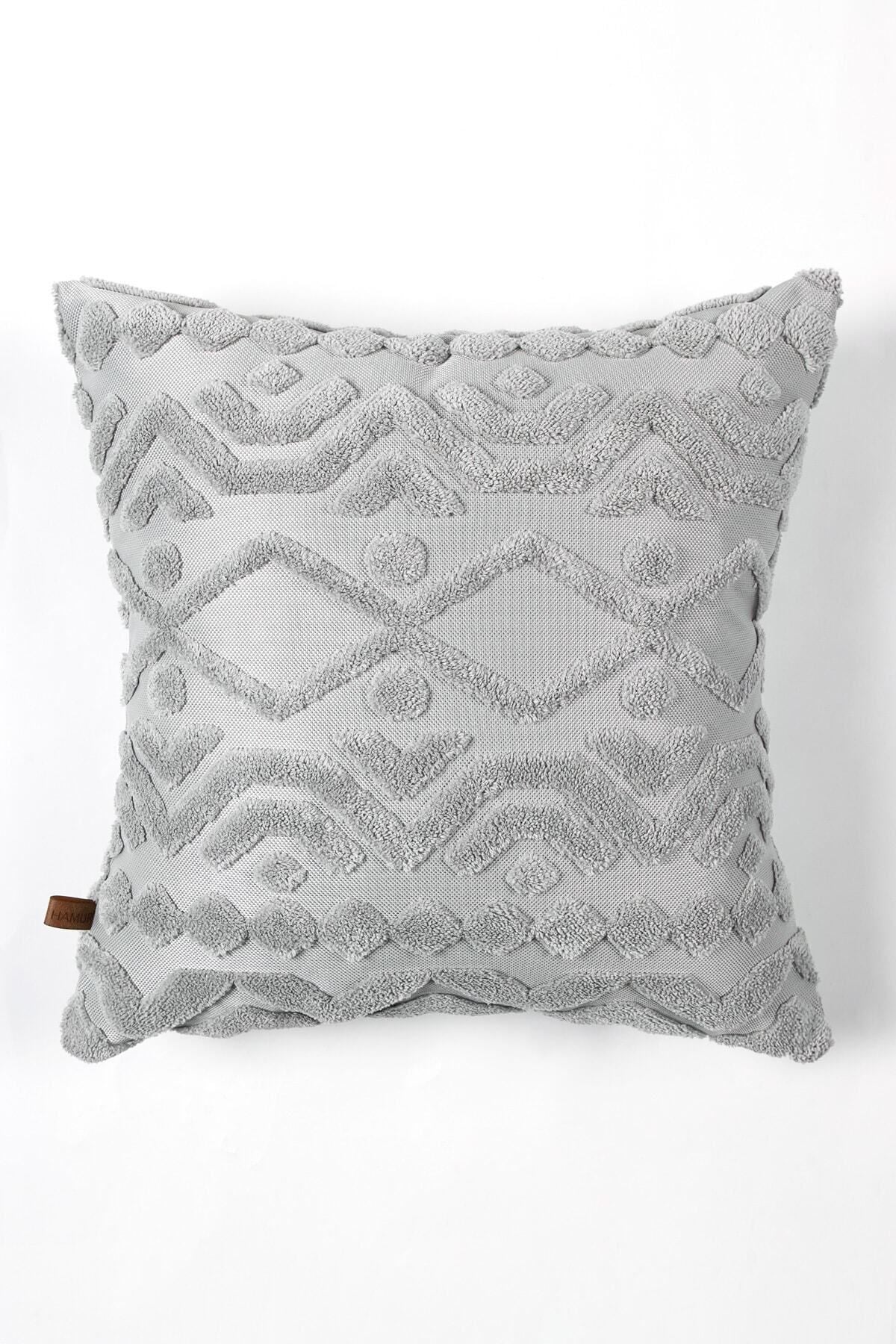 HAMUR Bohemian Special Design Punch Pan Square Decorative Pillow Cover Letta Gray 4