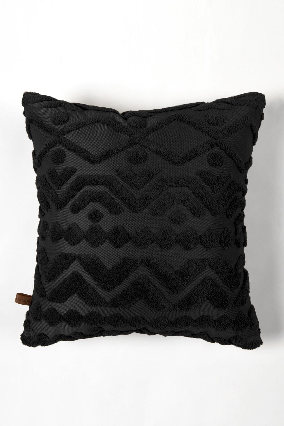 HAMUR Bohemian Special Design Punch Pattern Square Decorative Pillow Cover Letta Black 4