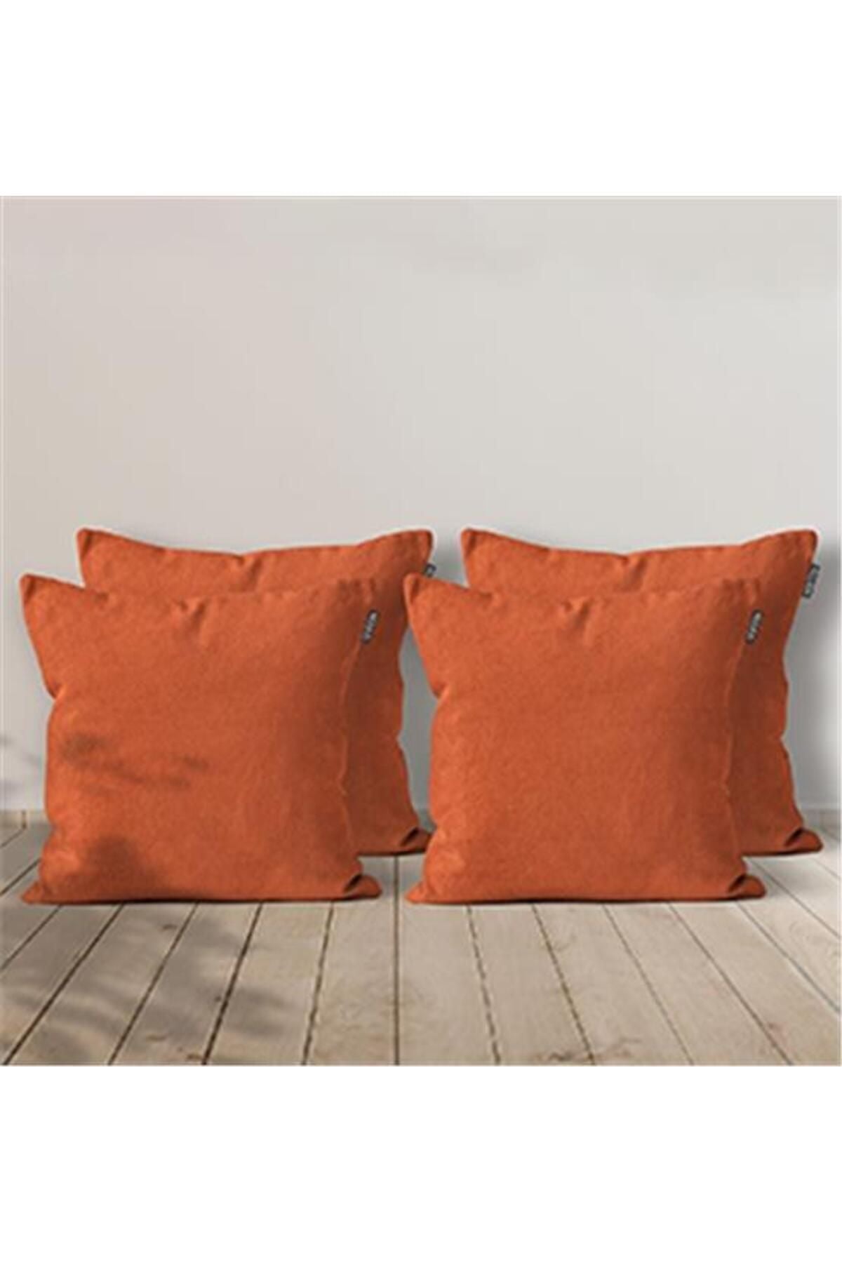 GOCCIA 4-Piece Velvet Textured Cushion Cover Brick 1