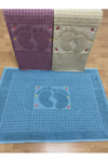 AYHANHOME 3 Pieces 100% Cotton Embroidered Foot Towels Cappuccino * Plum * Petrol Blue 3