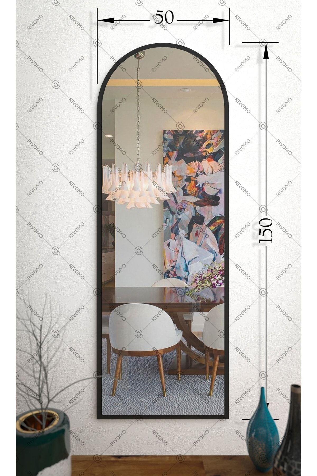 Rivomo Black Decorative Full-Length Mirror 150x50 cm 2