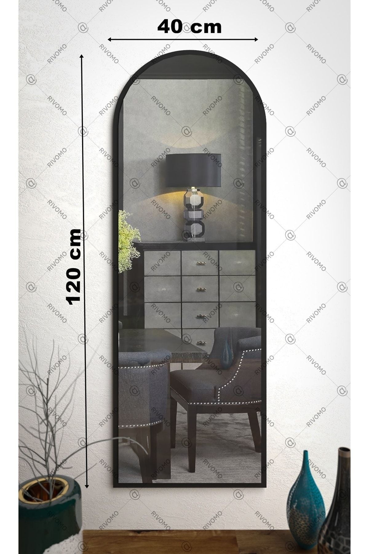 Rivomo Black Decorative Full-Length Mirror 120x40 2