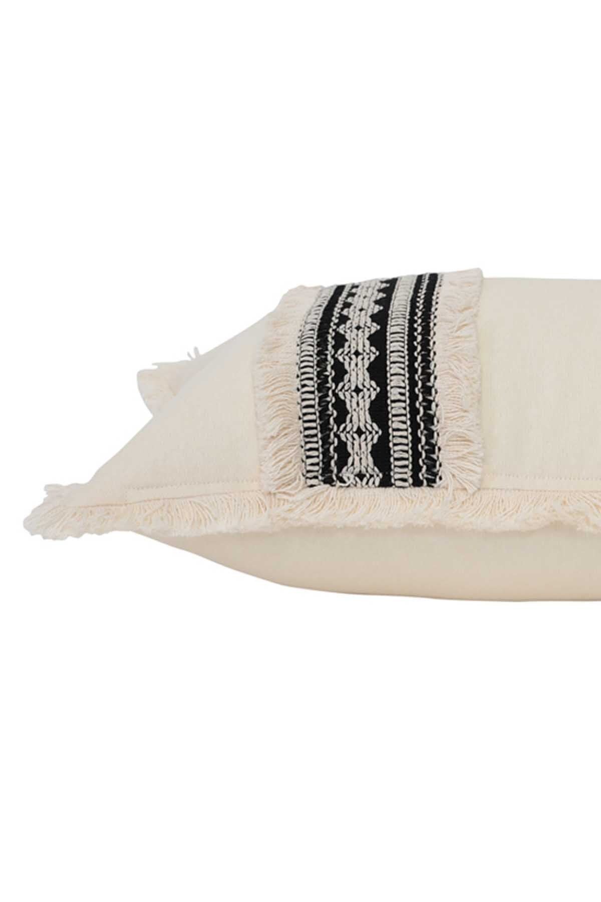 Aisha's Design Fringed Lace Trim Cushion Cover, Cream, K-169 4