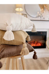 Hestia Home Cushion Cover Pillow Cover With Tassels Linen Cream 40x40 Cm 3