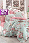 Eponj Home Double Size Easy Iron Duvet Cover Set Alanur Mint-Pink 2