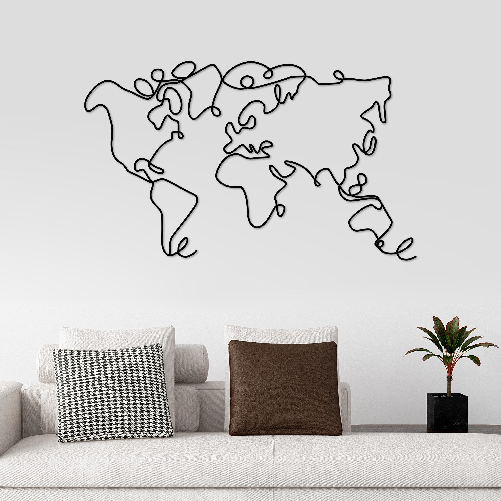 Decorative Metal Wall Accessory World Map Black 930DYU1159 2