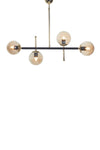 Luzarana Optik 4-Light Gold-Black Metal Body Amber Glass Design Lux Pendant Chandelier 2