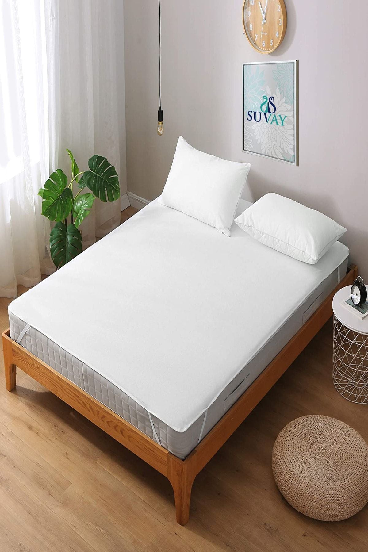 SUVAY Micro Waterproof Elastic Mattress Protector for Single & Double Beds White 4