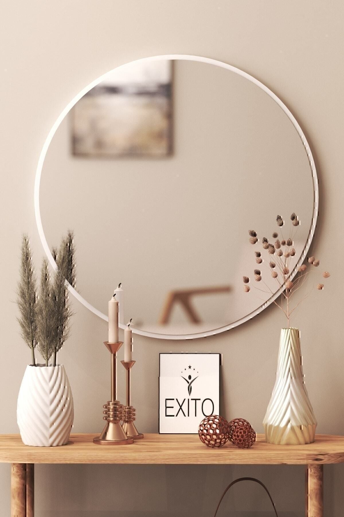 Luxury Decor Decorative Round Mirror White 60 Cm Entrance Hall WC 2