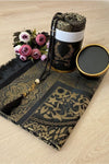 AYHANHOME Bridal Gift Boxed Black Prayer Rug Set Luxury Taffeta Prayer Rug 1