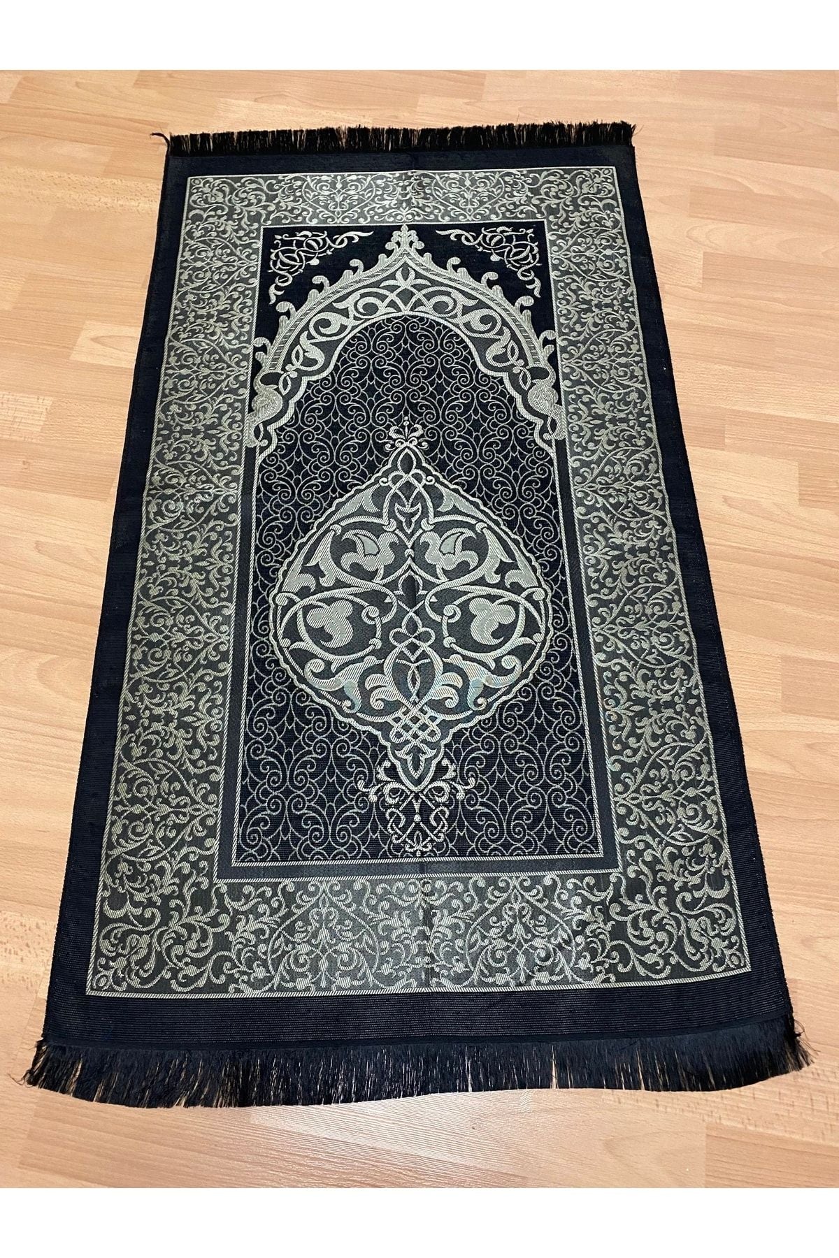 AYHANHOME Bridal Gift Boxed Black Prayer Rug Set Luxury Taffeta Prayer Rug 2