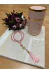 AYHANHOME Pink Prayer Rug Set with Luxury Taffeta Prayer Rug and Pearl Rosary 1