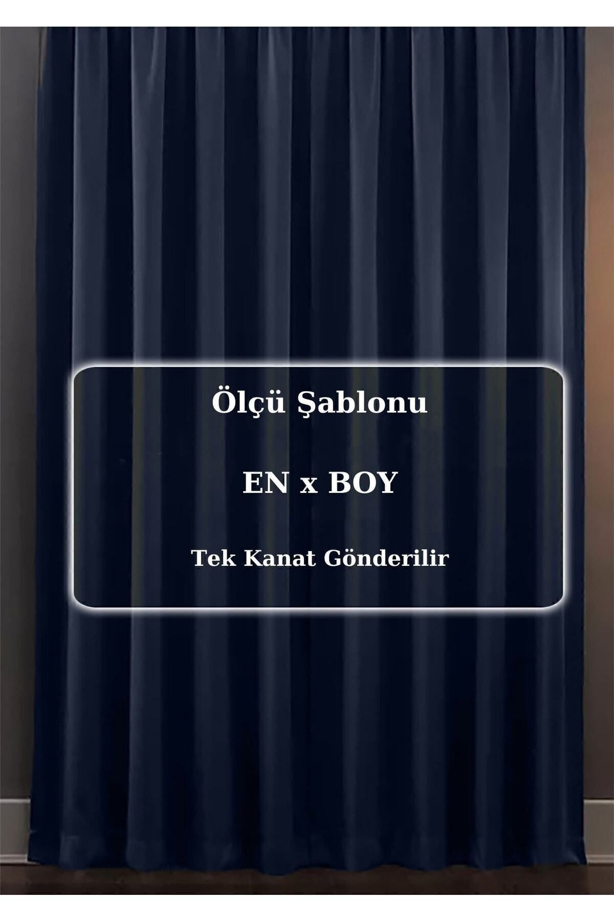 ÖZENEV Blackout Lightproof Curtain V-13 Navy Blue Pleatless Extra Cord Blackout Curtain 5