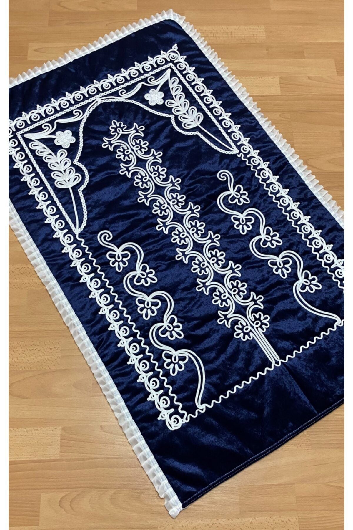 AYHANHOME Navy Blue Velvet Bridal Set Prayer Rug 1