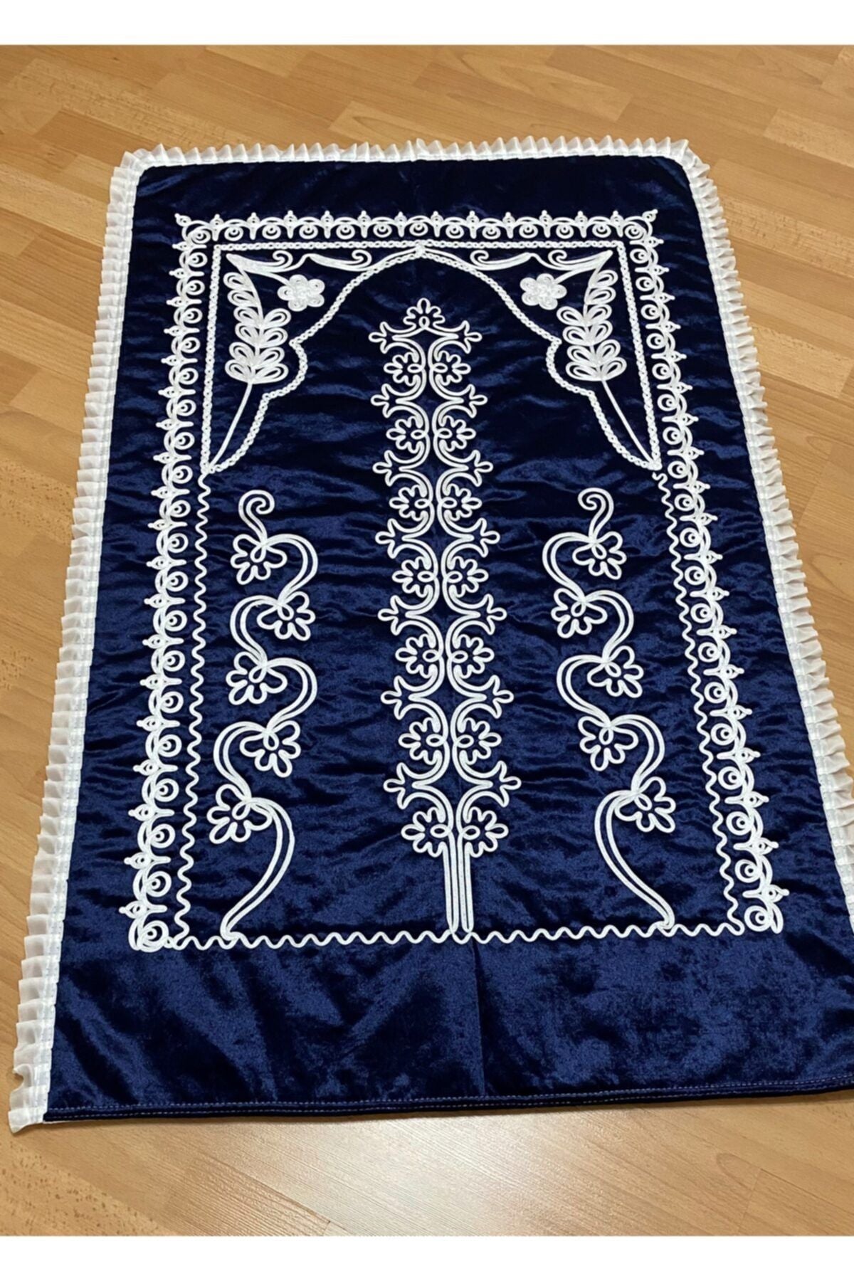 AYHANHOME Navy Blue Velvet Bridal Set Prayer Rug 2