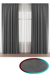 İ.D İpek Dokuma Antrasit Gray Velvet Fabric Extrafor Pleated 1st Class Quality Single Panel Curtain 1