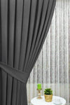 İ.D İpek Dokuma Antrasit Gray Velvet Fabric Extrafor Pleated 1st Class Quality Single Panel Curtain 2