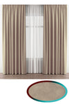 İ.D İpek Dokuma Beige Velvety Fabric Extrafor Gather Single Panel Curtain 1