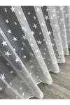 Bebekcaddesi Star Patterned Kids Room Sheer Curtain (1x2 Pleat) Ecru Color 1