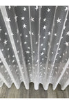 Bebekcaddesi Star Patterned Kids Room Sheer Curtain (1x2 Pleat) Ecru Color 7