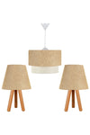 EvLight 3-Piece Chandelier And Wooden Bedside Lamp Kumbeji 1