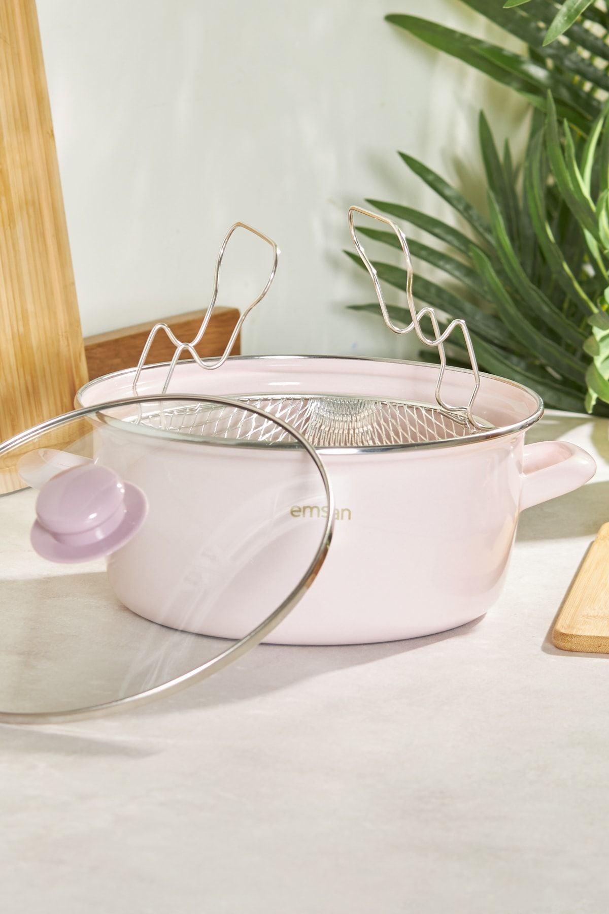 Emsan Pastel Enamel Frying Pan Pink 24 Cm 2