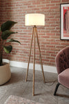 Messer Three-Legged Tripod Floor Lamp Round Shade Cream Brown Base 1