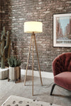 Messer Three-Legged Tripod Floor Lamp Round Shade Cream Brown Base 3