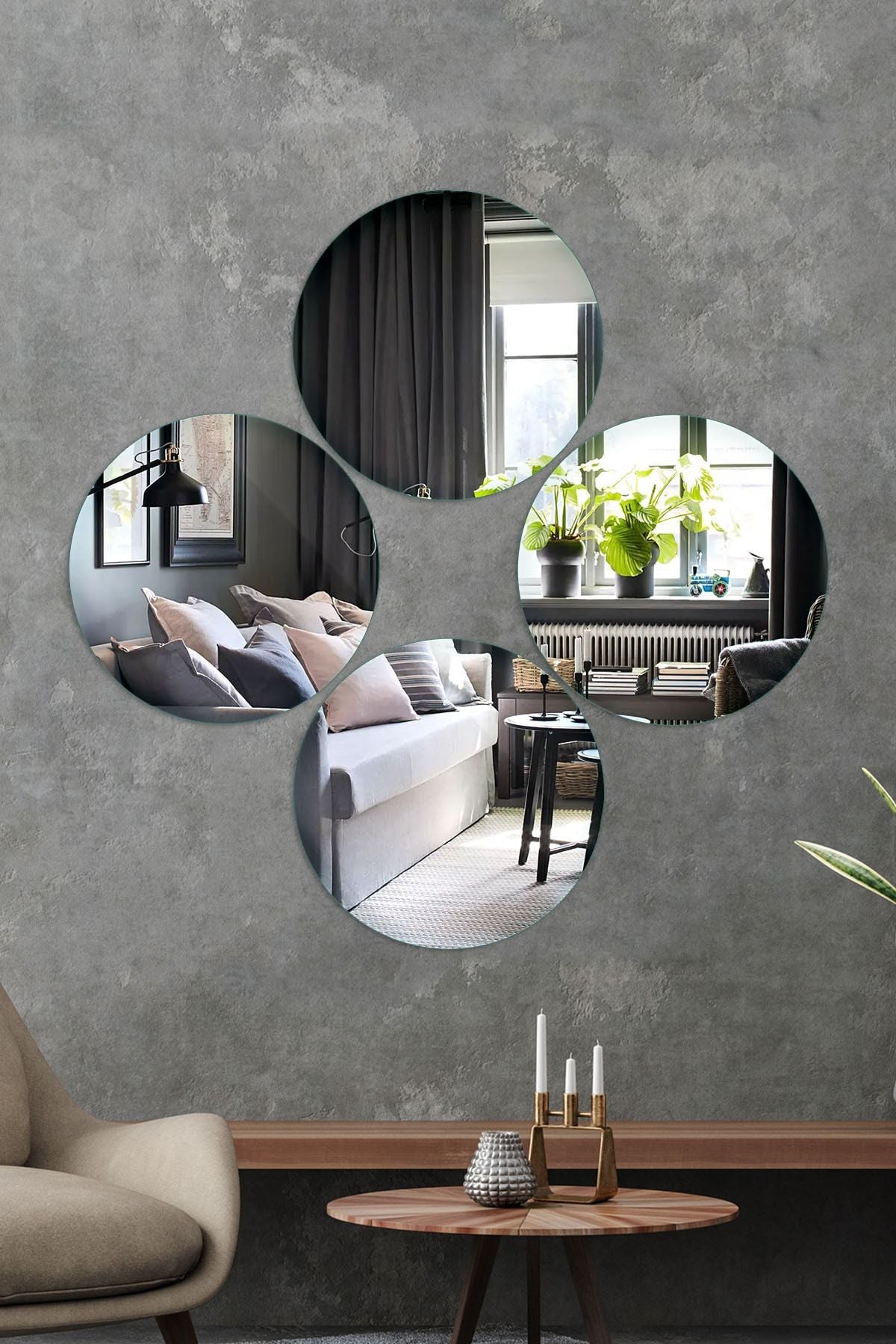 Decovetro Mirror | 4 Piece Round Decorative Wall Mirror 20cm 1