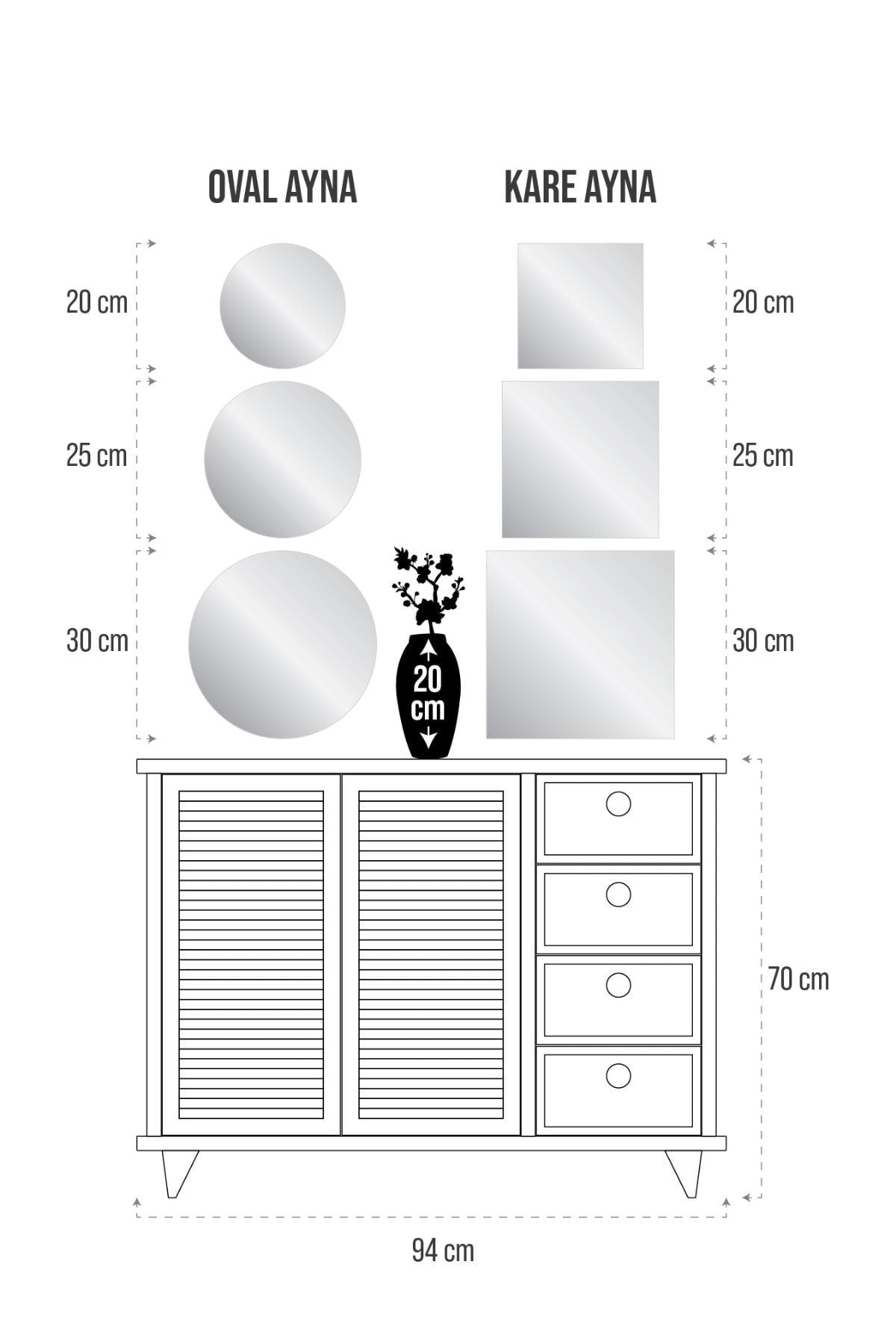 Decovetro Mirror | 4 Piece Round Decorative Wall Mirror 20cm 4