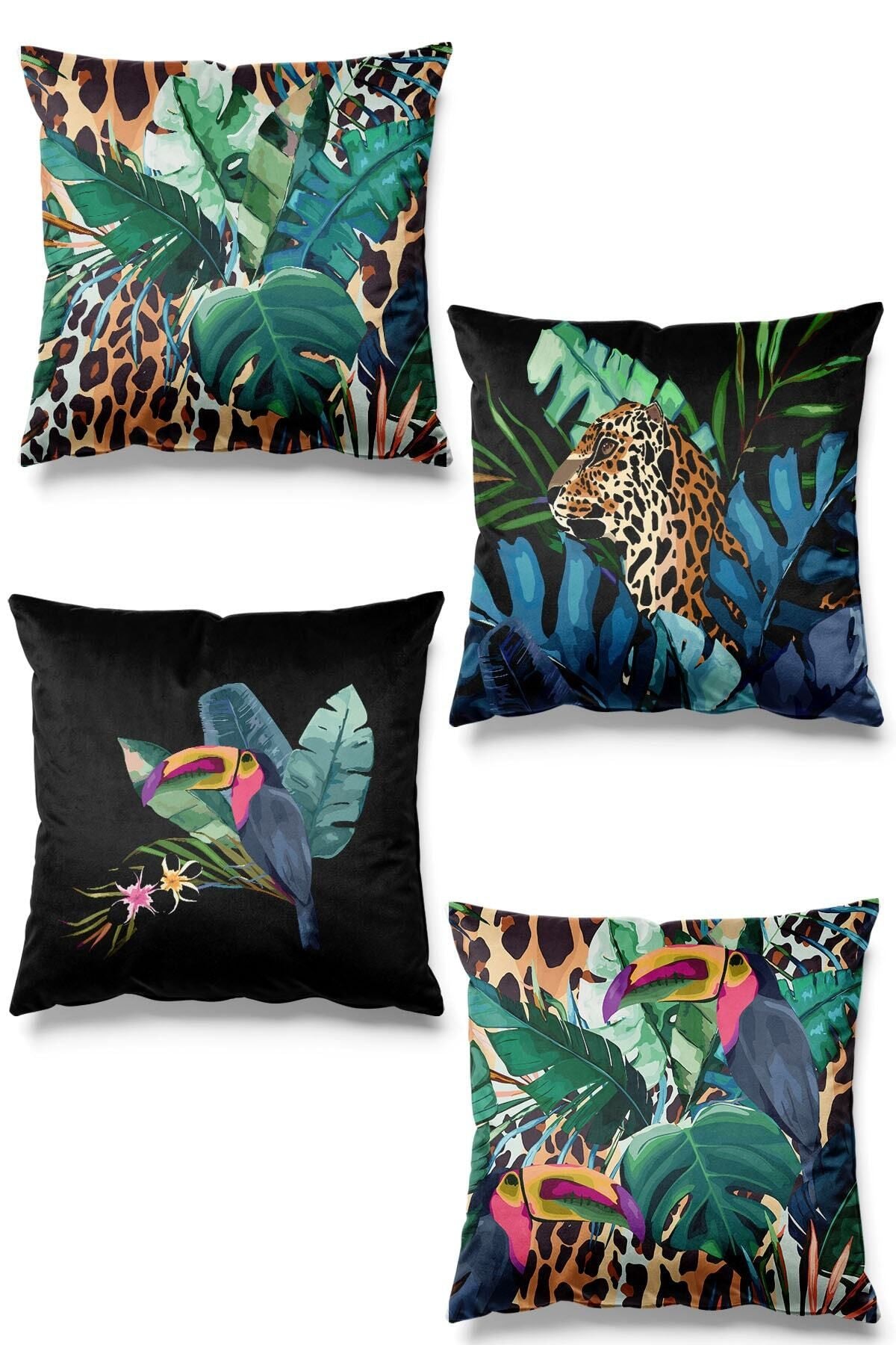 Pilloveland Double-Sided Printed Nature Night Patterned Set of 4 Suede Cushion Covers 1