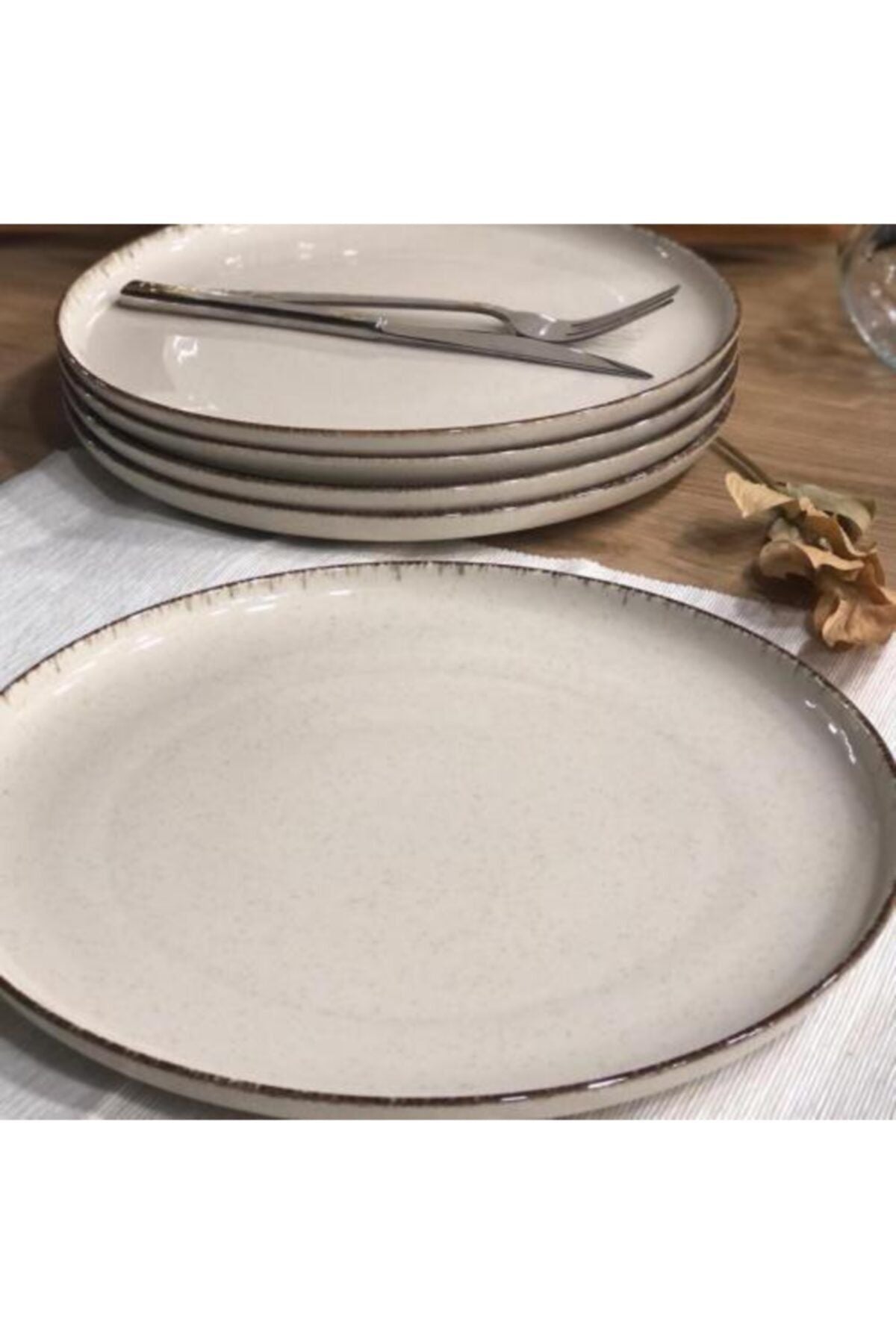 Kütahya Porselen Pearl Mood 27 Cm Cream Serving Plates Set of 6 1