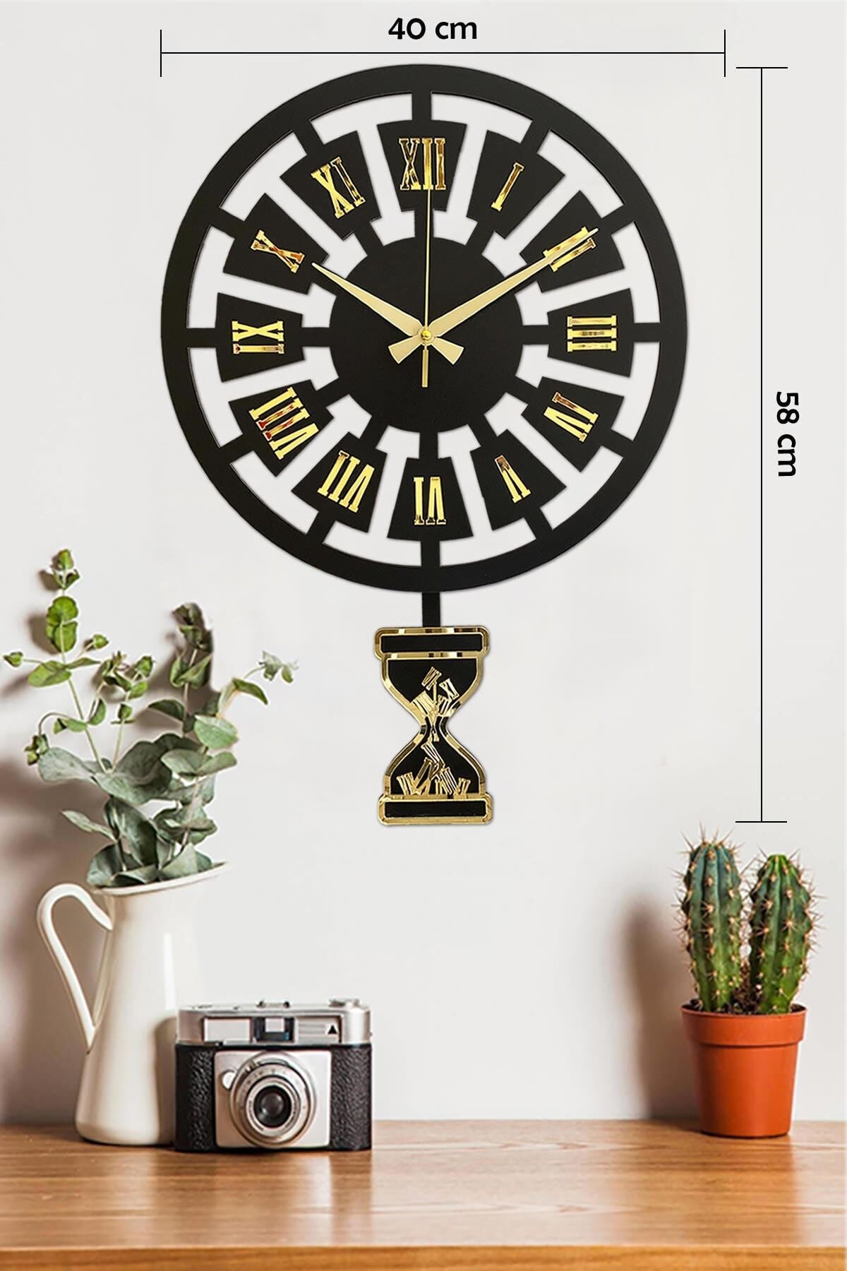 Sokaktaki Hediyem Modern Time Gold Premium Pendulum Wall Clock 4